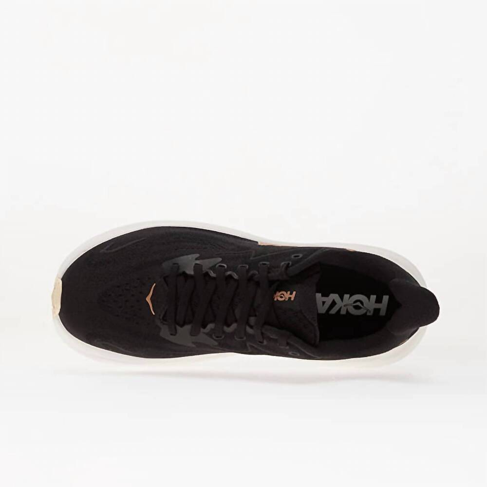 NEW HOKA women's clifton 10 running shoes in black/rose gold - Picture 5 of 6